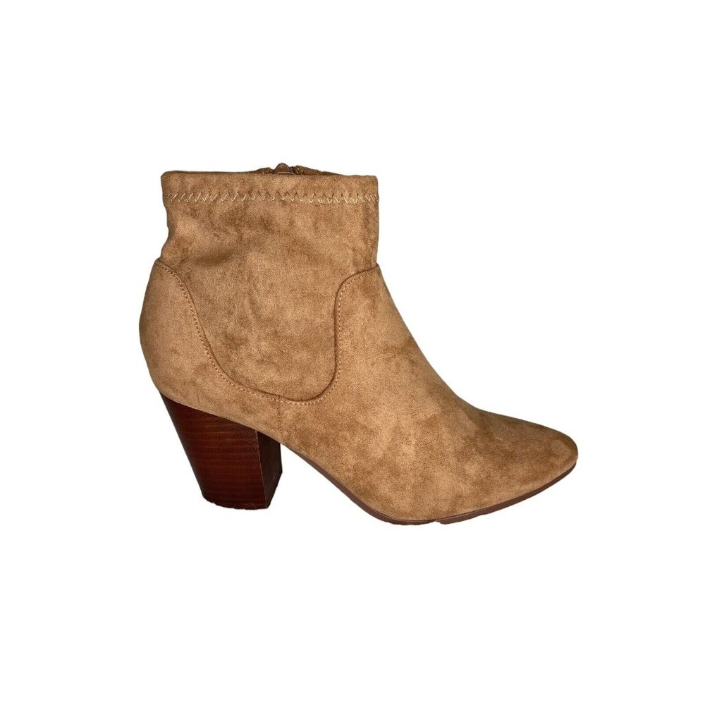 Aldo women’s Chelsea ankle boots booties tan pointed toe zipper closure size 8.5